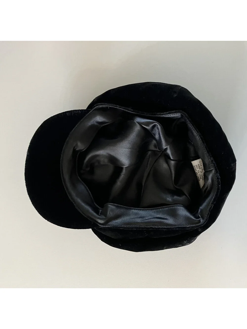 VTG Y2K Liz Claiborne NEWSBOY CABBIE Black Velvet Hat Cap Womens French Villager